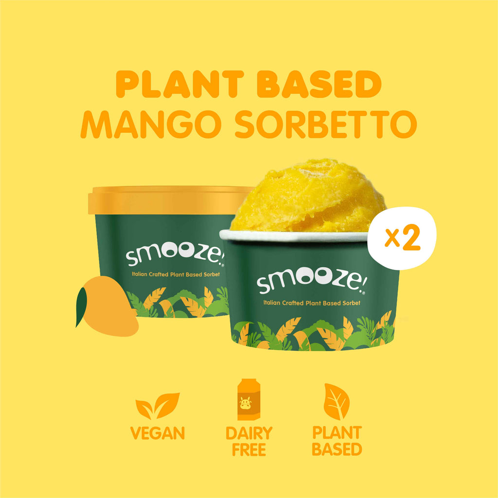 (NEW!) Smooze!™ Mango Sorbetto - Italian Crafted Plant-Based Sorbet (2 Tubs)