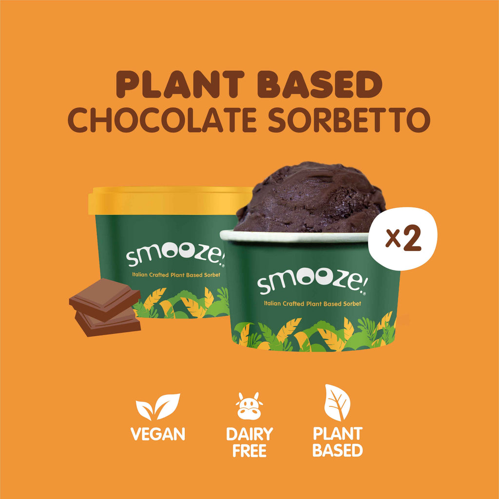 (NEW!) Smooze!™ Chocolate Sorbetto - Italian Crafted Plant-Based Sorbet (2 Tubs)