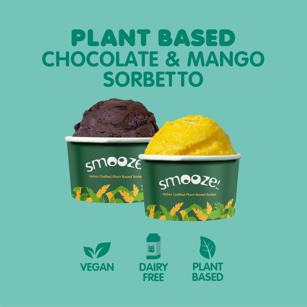 (NEW!) Smooze!™ Mango & Chocolate Sorbetto - Italian Crafted Plant-Based Sorbet (2 Tubs)